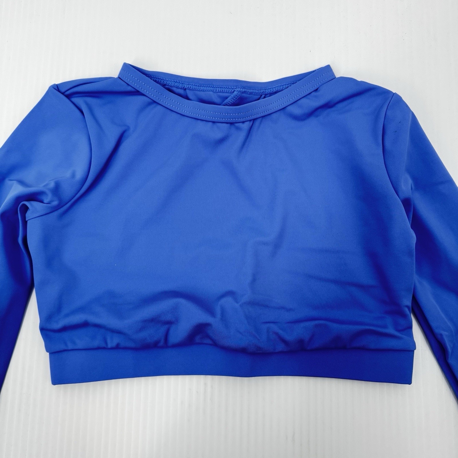 Long Sleeve Crop Top Dance Wear Childs Medium 10/12 Periwinkle Blue — image 6 of 8